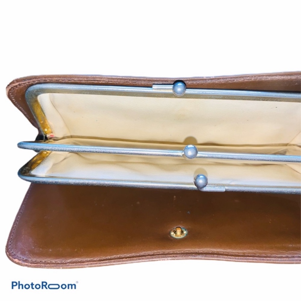 Amity Vintage Leather Tweed Clutch Wallet - Picture 7 of 8